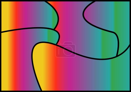 Photo for Abstract background with figures in black stroke in yellow, orange, red, violet, purple, blue and green - Royalty Free Image
