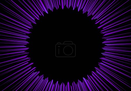 Photo for Black circle with purple rays on black background - Royalty Free Image