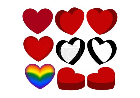 Photo for Sheet of hearts icons in red, black and with the LGTBI colors - Royalty Free Image