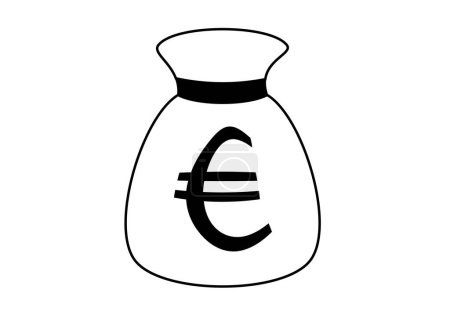 Photo for Icon in black stroke of a bag of money in euros. Benefits. Dividends. Profits - Royalty Free Image