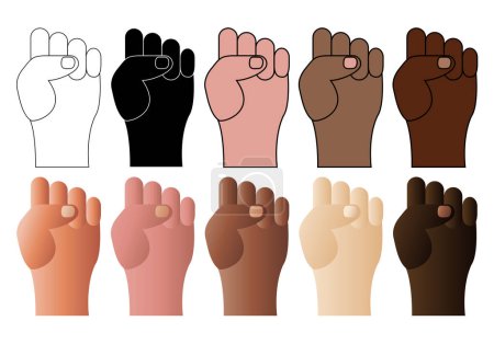 Photo for Fist Clenched Fist Fight Strength Fight Skin Gradient Icon Sheet Hand People Fight Fighting Vector Illustration - Royalty Free Image