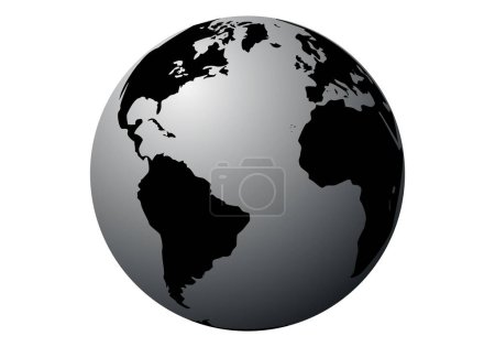 Ilustración de Icono del planeta Tierra en gradiente negro y gris con volumen - Imagen libre de derechos