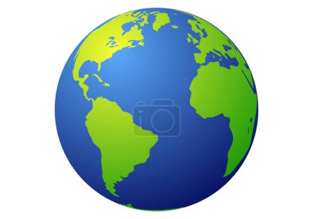 Téléchargez les illustrations : Icône planète Terre verte et bleue - en licence libre de droit