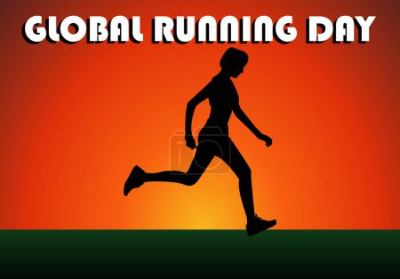 Photo for World runner day. Running girl running at sunrise. Sportsman doing sport at sunset - Royalty Free Image