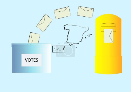Téléchargez les illustrations : Je vote par la poste en Espagne. Élections générales en Espagne - en licence libre de droit