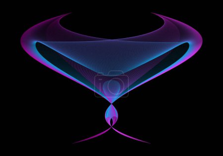 Photo for Cup in blue and fuchsia stroke on a black background - Royalty Free Image