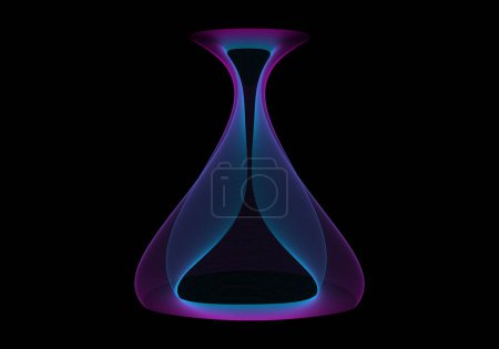 Photo for Vase in blue and fuchsia stroke on a black background - Royalty Free Image