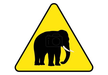 Photo for Elephant danger icon with a yellow and black triangle - Royalty Free Image
