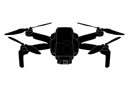 Illustration for Black silhouette of drone with white stroke - Royalty Free Image