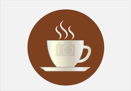 Photo for Hot coffee cup icon in porcelain and chocolate brown tone - Royalty Free Image