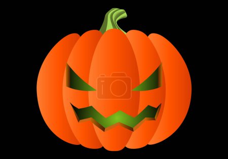 Photo for Halloween pumpkin with volume and with eyes and mouth in green gradient - Royalty Free Image