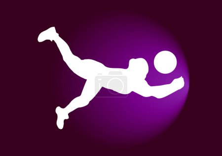 Photo for White silhouette of a female handball player on purple gradient background - Royalty Free Image