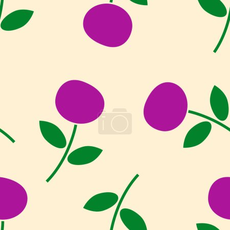 Photo for Violet flower pattern on vanilla background - Royalty Free Image
