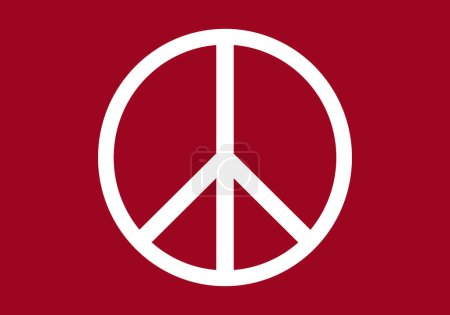 Photo for Peace symbol in white on red background - Royalty Free Image