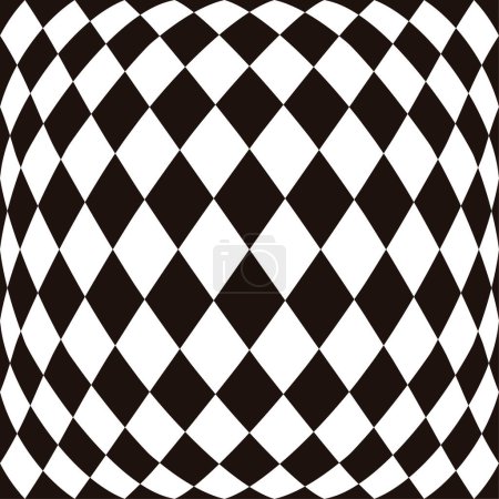 Illustration for Black and white rhombus pattern with fisheye effect - Royalty Free Image