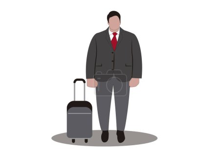 Ilustración de Ejecutivo de viajes. Viaje de negocios. Ejecutivo con maleta de ruedas - Imagen libre de derechos