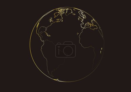 Ilustración de El planeta Tierra en un golpe dorado sobre un fondo negro. El valor del mundo. Un planeta valioso. Ética ecológica - Imagen libre de derechos