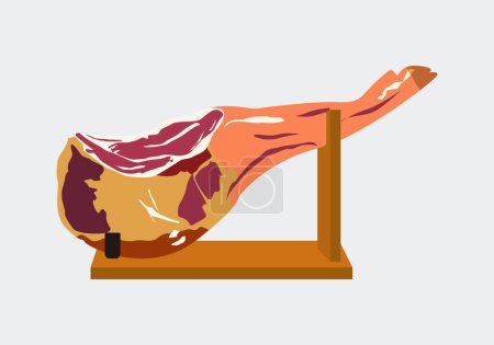 Photo for Leg of Iberian or Serrano ham and ham. Serrano ham icon placed in a ham holder - Royalty Free Image