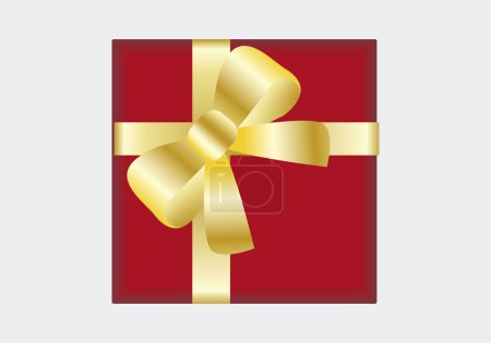 Photo for Gift icon with red box and golden bow. Christmas gift - Royalty Free Image