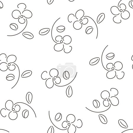 Photo for Flower pattern in black stroke on white background - Royalty Free Image