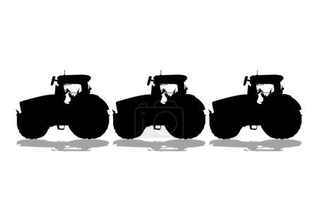 Ilustración de Icono del tractor. Demostración de agricultores. fila de tractores - Imagen libre de derechos