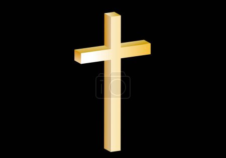 Photo for 3D golden Latin cross on black background - Royalty Free Image