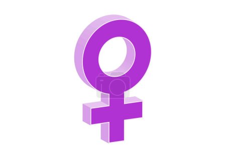 Photo for 3D woman symbol in purple and violet on white background. female gender icon - Royalty Free Image