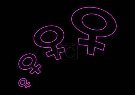 Photo for Empowerment of women. Growing woman symbol on black background - Royalty Free Image