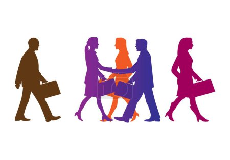 Illustration for Executives in silhouettes of different colors - Royalty Free Image