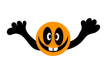 Photo for Happy smiling face icon with cross-eyed look and open arms - Royalty Free Image
