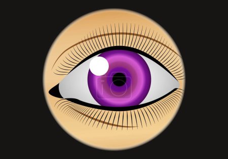 Púrpura, violeta, ojo fucsia. El sentido de la vista. Iris. Oftalmología. Escanear iris