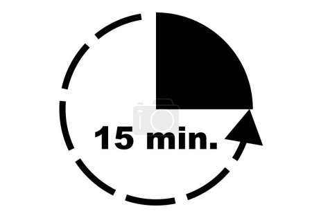15 minutos icono como tiempo de cortesía en tono negro