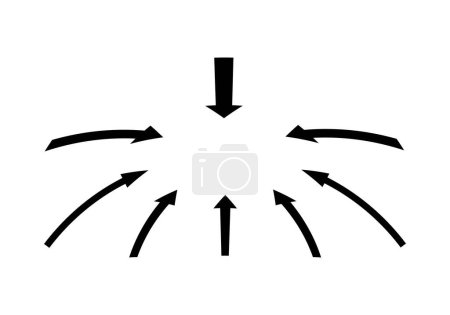 Photo for 8 Curved black arrows pointing towards the center in front perspective - Royalty Free Image