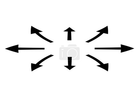Photo for Expansion icon with black arrows directed outwards up and down and forming a central circle - Royalty Free Image