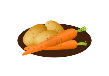 Plato de papa y zanahoria. Dieta vegetariana o vegana