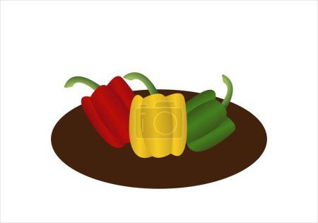 Photo for PuerrosRed, yellow and green peppers icon - Royalty Free Image