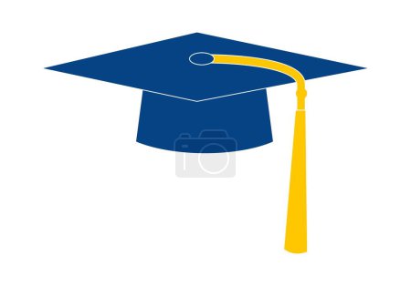 Photo for University or graduate cap in blue and yellow - Royalty Free Image