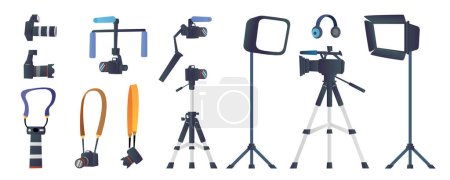 Illustration for Photography and videography equipment collection set - Royalty Free Image