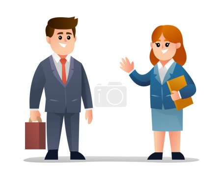 Illustration for Cute couple business partner character - Royalty Free Image