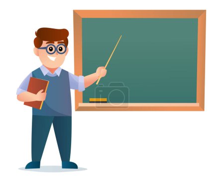 Illustration for Cute teacher with blackboard illustration - Royalty Free Image