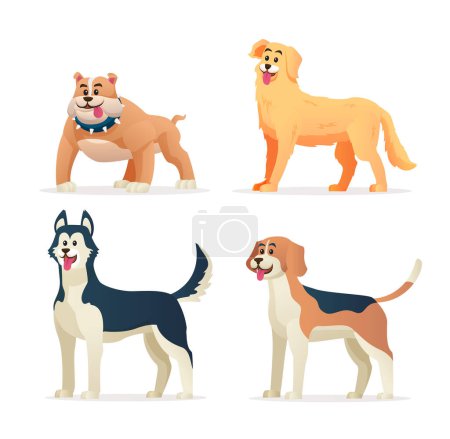 Illustration for Different dog breeds cartoon illustration - Royalty Free Image