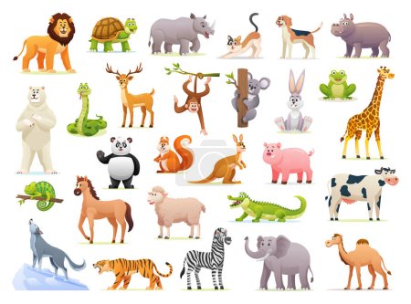 Illustration for Set of cute wild animal illustrations - Royalty Free Image