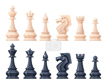 Téléchargez les illustrations : Jeu de pièces d'échecs illustration vectorielle - en licence libre de droit