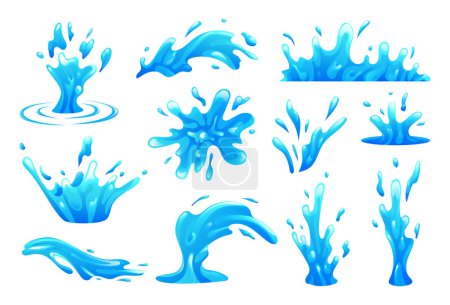 Kolekcja wody splash w stylu kreskówki