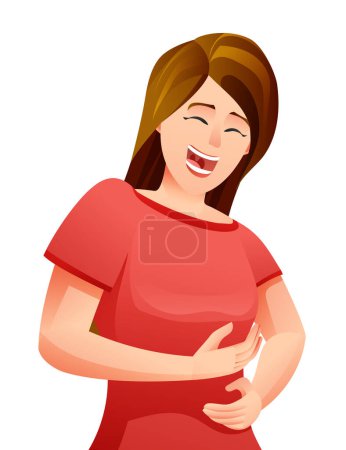 Illustration for Happy woman laughing loud cartoon illustration - Royalty Free Image