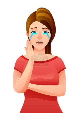 Illustration for Sad woman crying vector illustration - Royalty Free Image