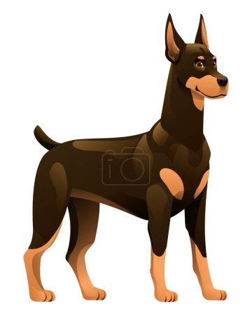 Téléchargez les illustrations : Doberman chien vecteur dessin animé illustration - en licence libre de droit