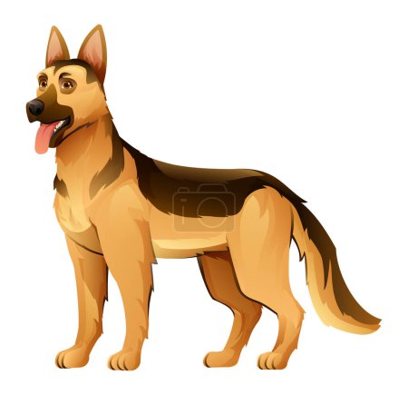 Téléchargez les illustrations : Berger allemand chien vecteur dessin animé illustration - en licence libre de droit