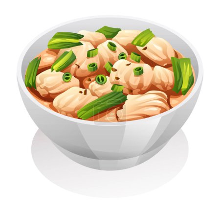 Téléchargez les illustrations : Illustration vectorielle de soupe wonton chinoise - en licence libre de droit