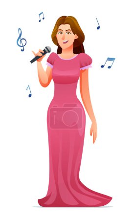 Téléchargez les illustrations : Femme chanteuse illustration de personnage de dessin animé - en licence libre de droit